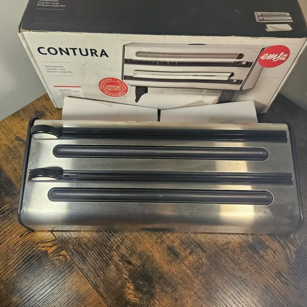 Emsa Contura Stainless Steel 3 in 1 Kitchen Triple Roll Dispenser Foil Holder